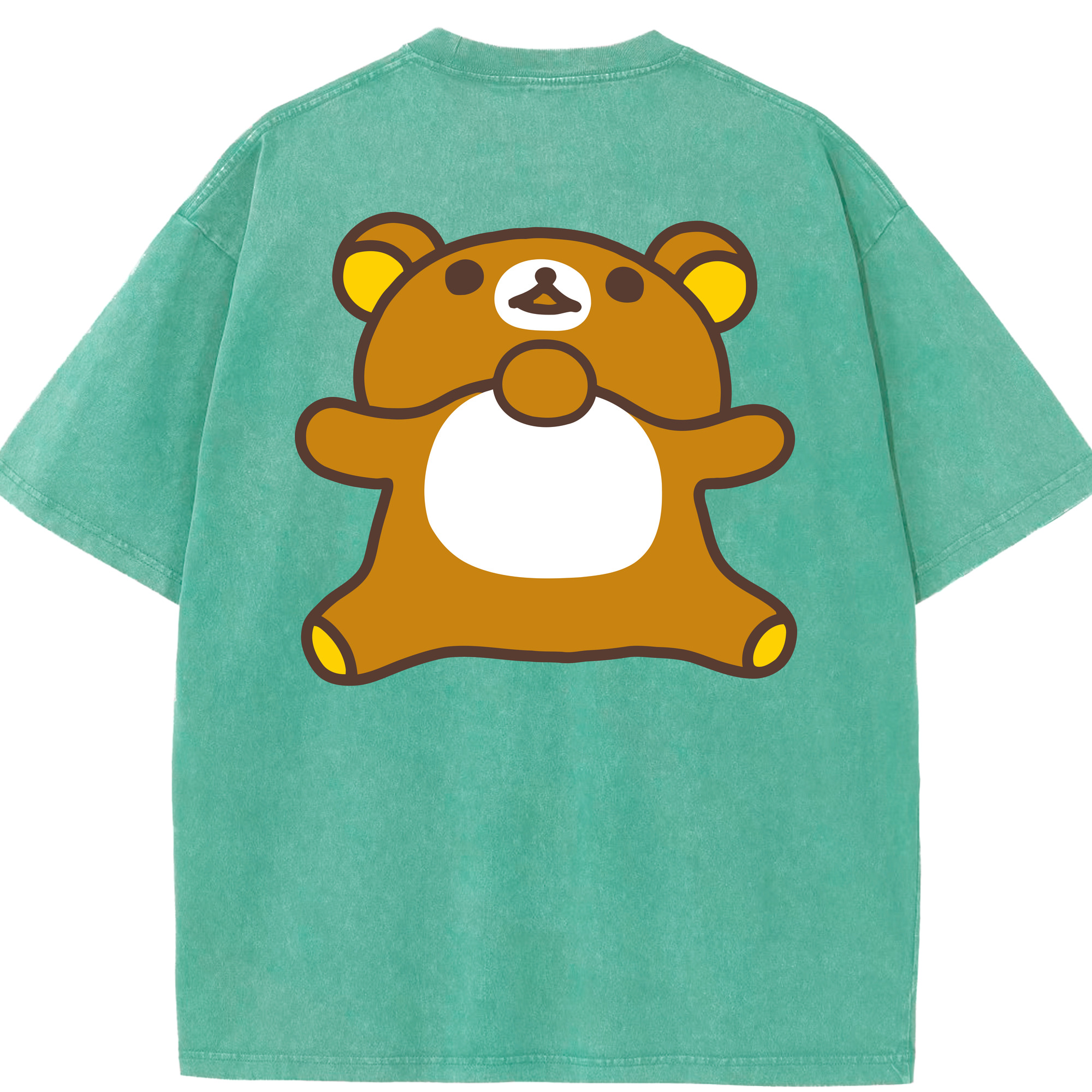 （画像用） リラックマ リラックマ キイロイトリ Rilakkuma Korilakkuma Kiiroitori 綿100% ヴィンテージ風 半袖Tシャツ（背面プリント）